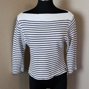 Hard Tail Striped 3/4 Sleeve Short Top